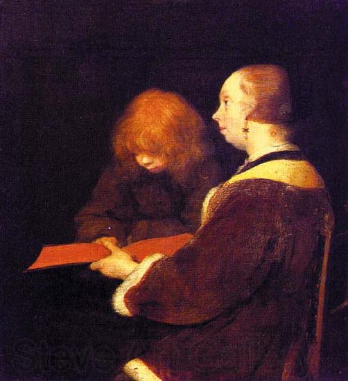 Gerard Ter Borch The Reading Lesson Norge oil painting art